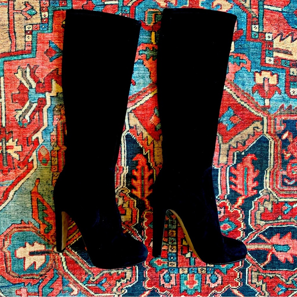Sergio Rossi stretch suede high heel boots. Too high for me! European sz 37